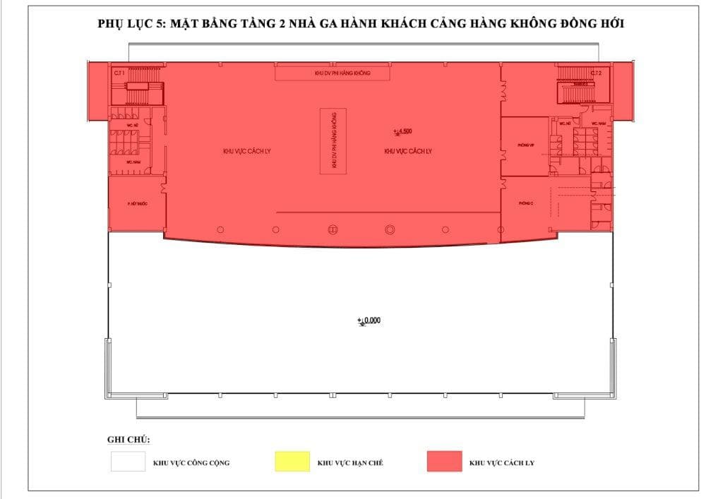 Mặt bằng tầng 2 nh&agrave; ga h&agrave;nh kh&aacute;ch của s&acirc;n bay Đồng Hới (Nguồn: Internet)